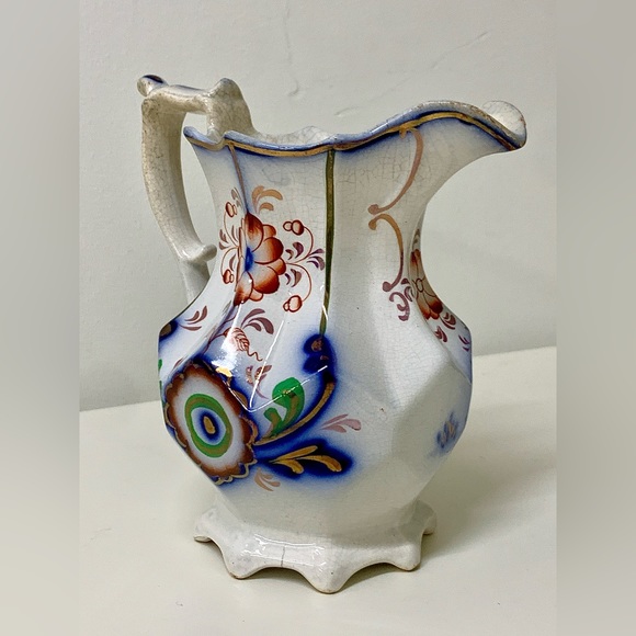 19th Century Antique Gaudy Welsh PAGODA Scalloped Footed Lustreware Pitcher Jug - Picture 8 of 16